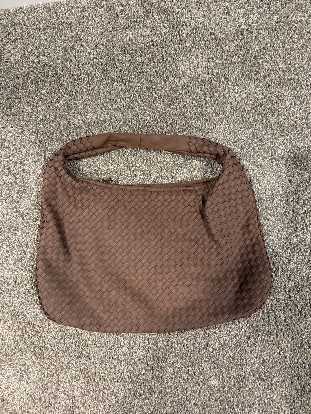 Woven brown suede large bottega dupe Hobo Shoulder Bag — Brown